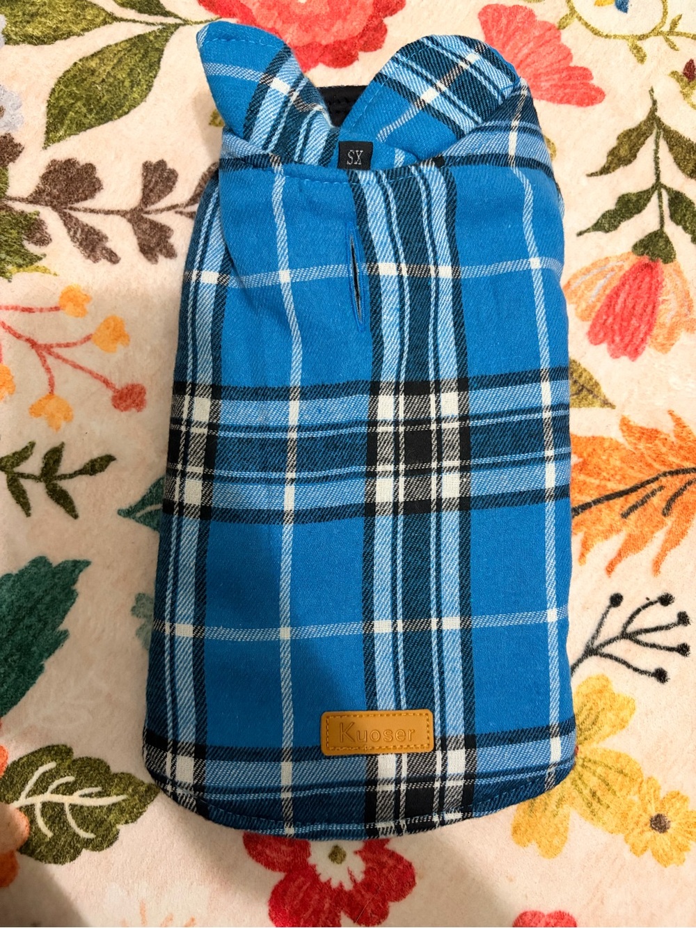 Blue Plaid Dog Coat Size XS Kuoser